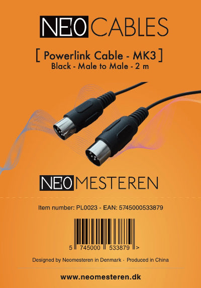 Powerlink kabel - PL0023 - Han til Han - MK3 - 2 meter - Sort