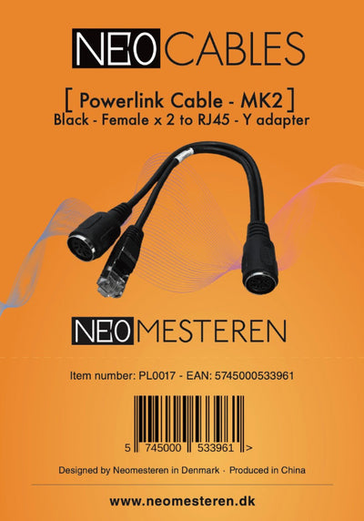 Powerlink Cable - MK2 - Black - Female x 2 to RJ45 - Y adapter