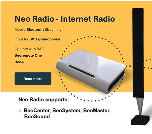 Neo Radio - Support Beosund, Beocenter, Beosystem and beomaster from B&O