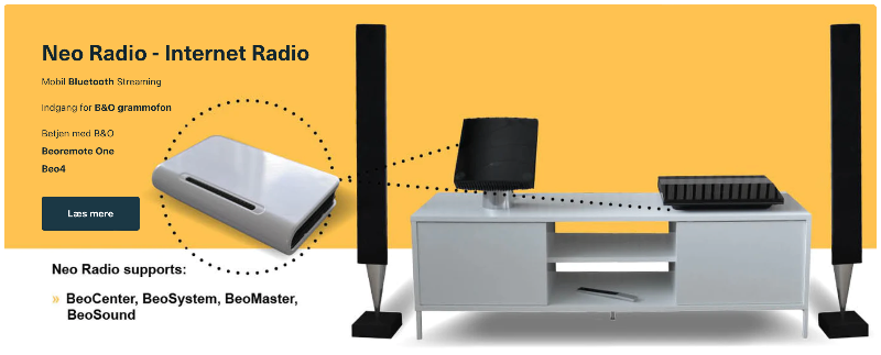 Neo Radio med Beosound 4 og Beolab 8000 streamer digital Internet radio kanaler