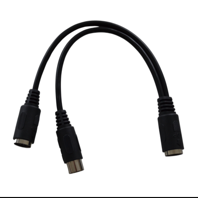 Powerlink kabel - Mk9 - Sort - Y adapter med DIN 8 pin hand til 2 x DIN 8 pin hun