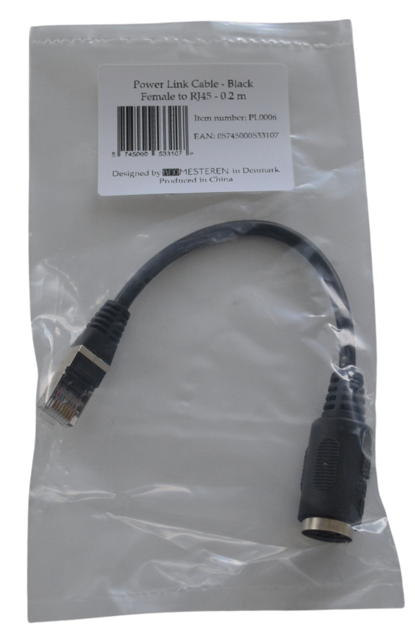 Powerlink kabel med 8 pin DIN hun stik og RJ45 i emballagen